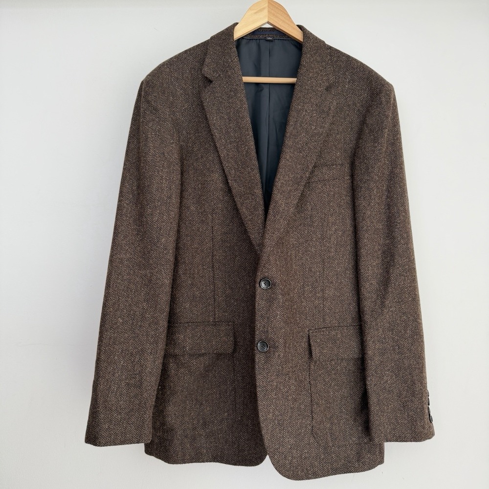 J.Crew Ludlow Blazer 44R Brown Wool Herringbone British Moon Sport Coat Jacket